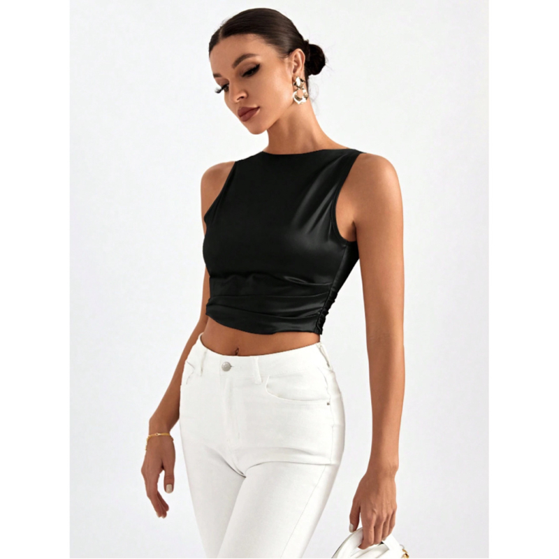 Határokon átnyúló, 2024-es európai és amerikai Privé női hát nélküli ujjatlan ing csipkével