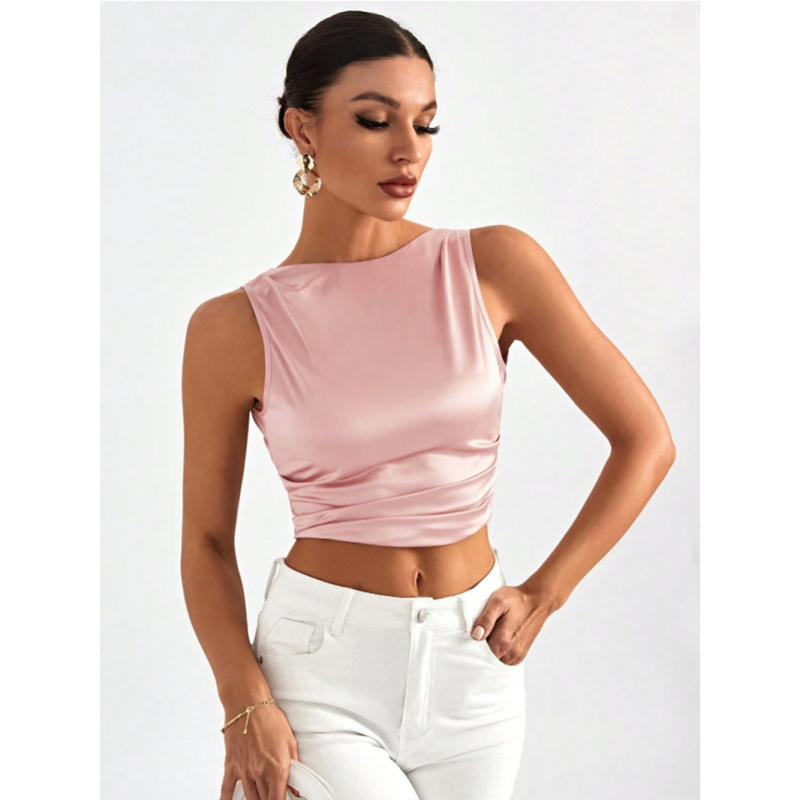 Határokon átnyúló, 2024-es európai és amerikai Privé női hát nélküli ujjatlan ing csipkével