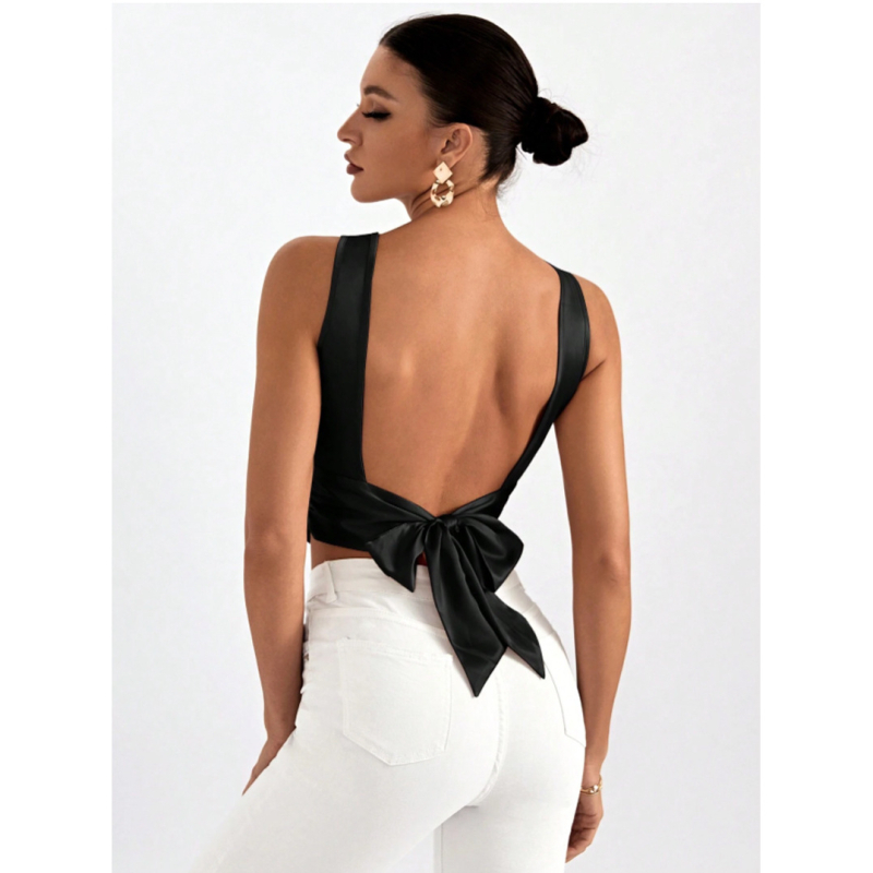 Határokon átnyúló, 2024-es európai és amerikai Privé női hát nélküli ujjatlan ing csipkével