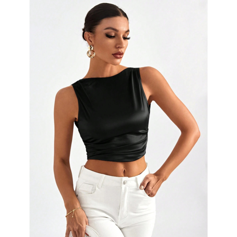 Határokon átnyúló, 2024-es európai és amerikai Privé női hát nélküli ujjatlan ing csipkével