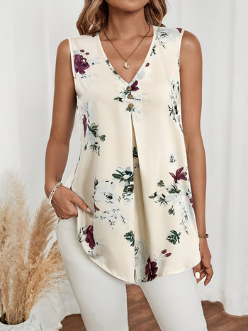 Külkereskedelmi Határokon Átnyúló Európai és Amerikai Új Női Lezser V-nyakú Pulóver Digitális Nyomtatású Elegáns Felső Mellény Póló