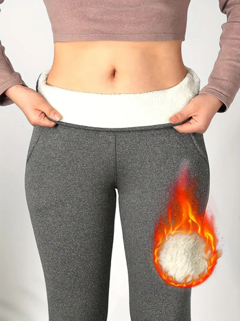 Prekogranične popularne ženske jesenske i zimske visokostruke rastezljive termalne trenirke s podstavom od flisa i tajicama od janjećeg flisa s rupicama u trbuhu