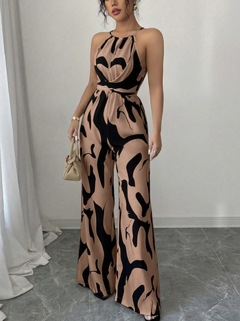 Νέα καλοκαιρινά γυναικεία ρούχα με ρετρό, ευέλικτη ολόσωμη φόρμα με κορδόνια και λεπτό τελείωμα στη μέση, τυπωμένη με λάστιχο στο τελείωμα για γυναίκες, καλοκαιρινή, υψηλής ποιότητας