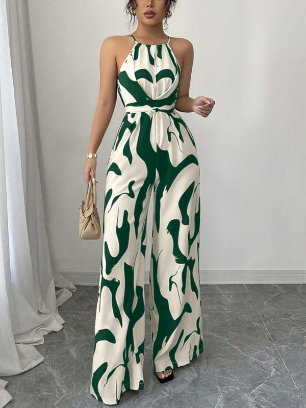 Új nyári, határokon átnyúló női ruházat, retró, sokoldalú, fűzős, derékra karcsúsító, nyomtatott, félnyakú overál nőknek, nyári, luxus kivitelben