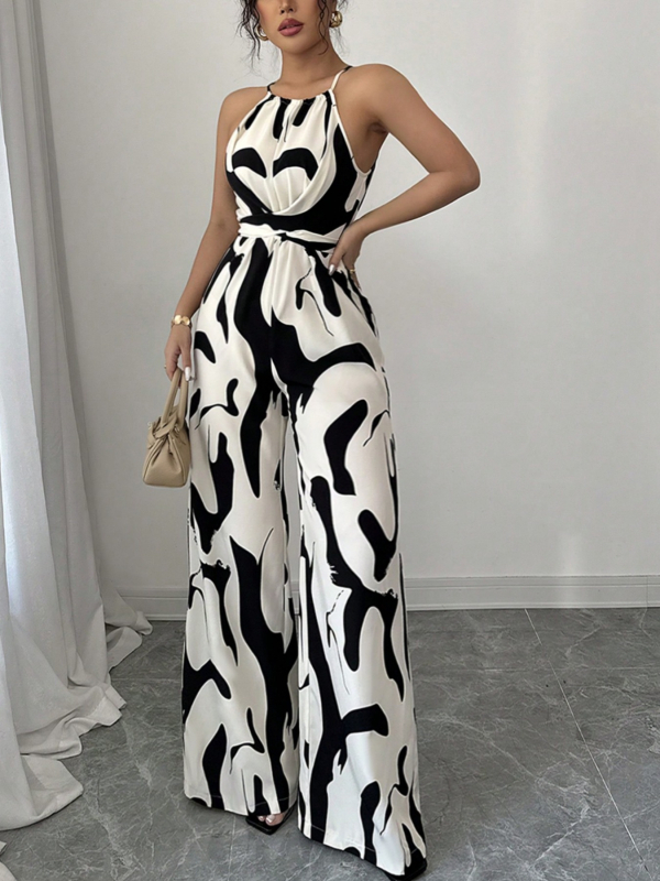 Új nyári, határokon átnyúló női ruházat, retró, sokoldalú, fűzős, derékra karcsúsító, nyomtatott, félnyakú overál nőknek, nyári, luxus kivitelben