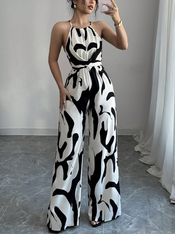 Új nyári, határokon átnyúló női ruházat, retró, sokoldalú, fűzős, derékra karcsúsító, nyomtatott, félnyakú overál nőknek, nyári, luxus kivitelben