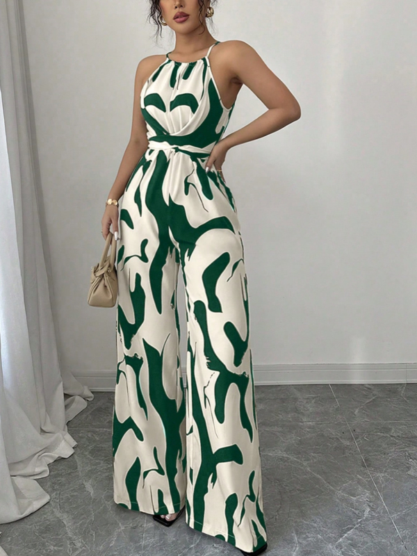 Új nyári, határokon átnyúló női ruházat, retró, sokoldalú, fűzős, derékra karcsúsító, nyomtatott, félnyakú overál nőknek, nyári, luxus kivitelben