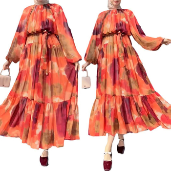 M2886 Határokon átnyúló Amazonas Női Közel-Keleti Muszlim Új Sifon Szőtt Hosszú Elegáns Elegáns Ruha