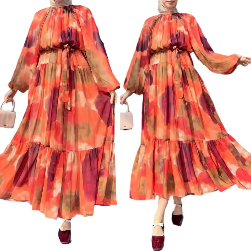 M2886 Határokon átnyúló Amazonas Női Közel-Keleti Muszlim Új Sifon Szőtt Hosszú Elegáns Elegáns Ruha