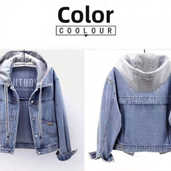 Y9Z2023 Φθινόπωρο και Χειμώνας Νέο Γυναικείο Τζιν Σορτς με Κουκούλα Κορεάτικου Στυλ Χαλαρό Αδυνάτισμα σε Όλα τα χρώματα με Κέντημα Μονόχρωμο