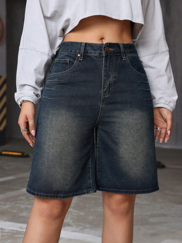 Határokon átnyúló külkereskedelem Amazon európai és amerikai mosott kék farmer rövidnadrág női bő, egyenes szabású, középhosszú nadrág