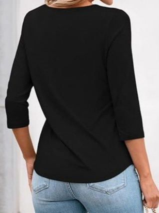 Amazon európai és amerikai határokon átnyúló 3/4-es hosszú ujjú női felsők csipke kivágású üzleti alkalmi kerek nyakú tavaszi és nyári hosszú ujjú női