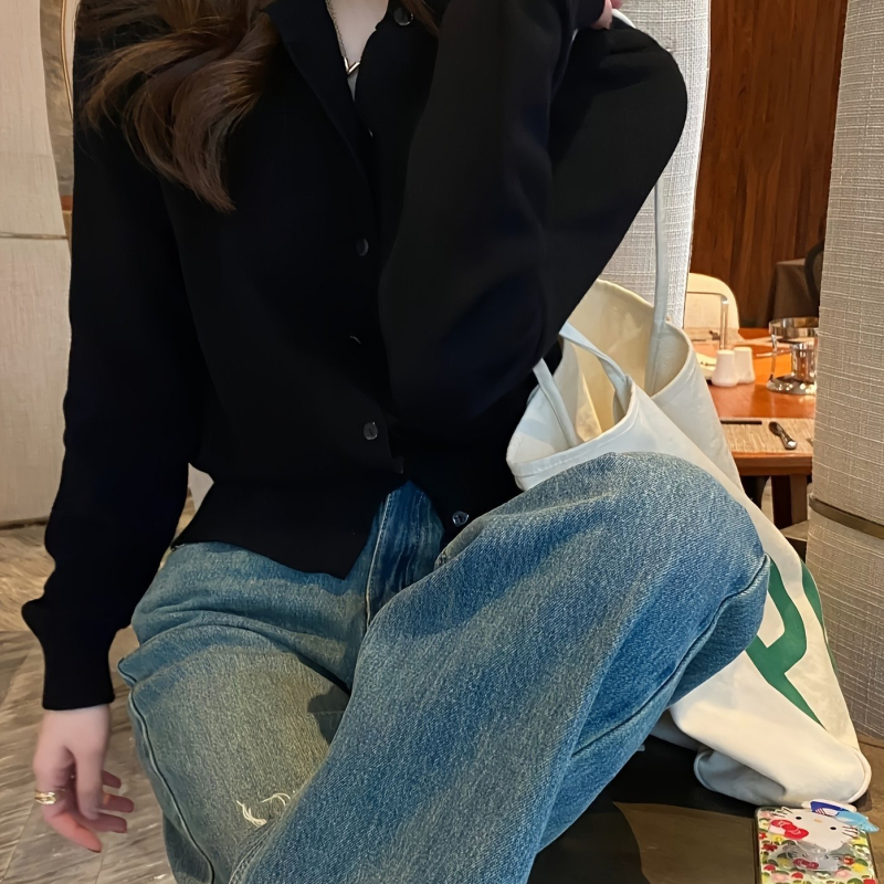 2025-ös, határokon átnyúló, új európai és amerikai egyszínű, gombos kardigán, elegáns hosszú ujjú, határokon átnyúló dropshipping