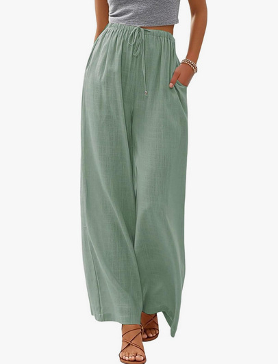 2024 Amazon ebay AliExpress európai és amerikai plus size női vászon nadrág laza, lezser, zsebes, húzózsinóros, bő szárú női nadrág