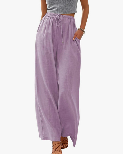 2024 Amazon ebay AliExpress európai és amerikai plus size női vászon nadrág laza, lezser, zsebes, húzózsinóros, bő szárú női nadrág