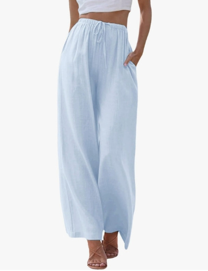 2024 Amazon ebay AliExpress európai és amerikai plus size női vászon nadrág laza, lezser, zsebes, húzózsinóros, bő szárú női nadrág