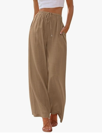 2024 Amazon ebay AliExpress európai és amerikai plus size női vászon nadrág laza, lezser, zsebes, húzózsinóros, bő szárú női nadrág