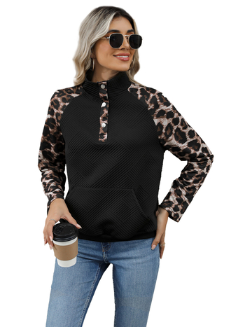 Independent Station 2025 új őszi, határokon átnyúló, lezser, stílusos, utcai stílusú, félig garbós, leopárdmintás pulóver nőknek