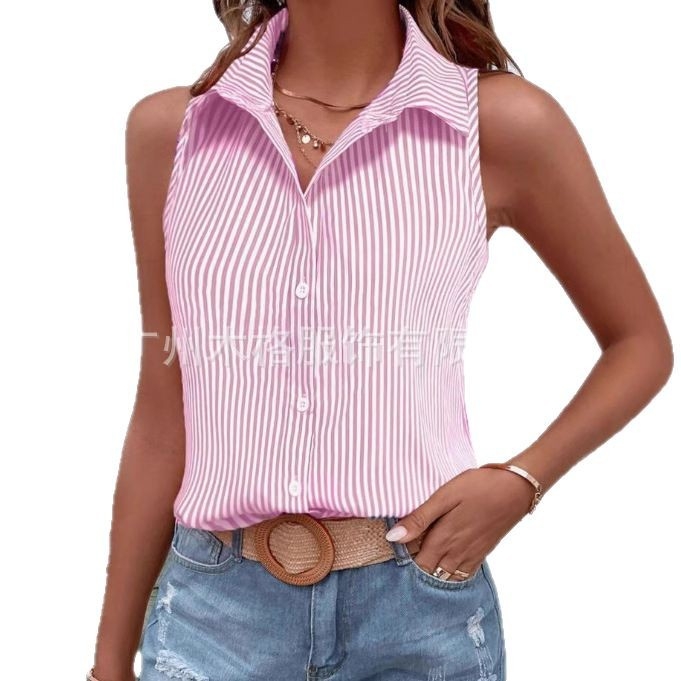 2025 Amazon Független Állomás Határokon Átnyúló Új 3D Digitális Nyomtatású Női Divat Ujjatlan Fekete Ing Felső