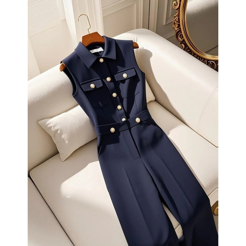 Koreai stílusú, lusta fazonú, egyedi és szuper csinos overál, elegáns és luxus, sötétkék overál nőknek tavasszal