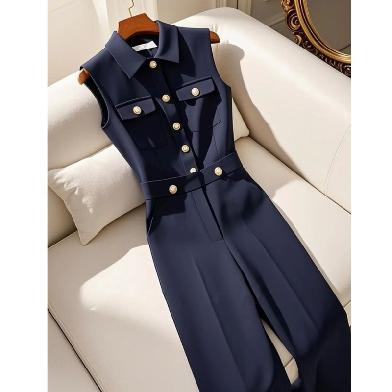 Koreai stílusú, lusta fazonú, egyedi és szuper csinos overál, elegáns és luxus, sötétkék overál nőknek tavasszal