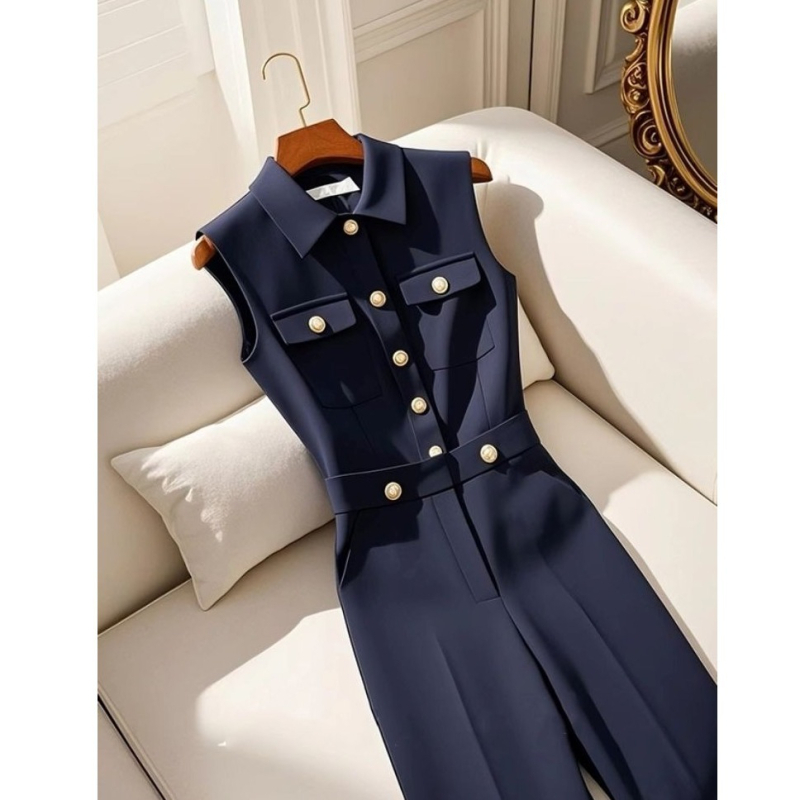 Koreai stílusú, lusta fazonú, egyedi és szuper csinos overál, elegáns és luxus, sötétkék overál nőknek tavasszal