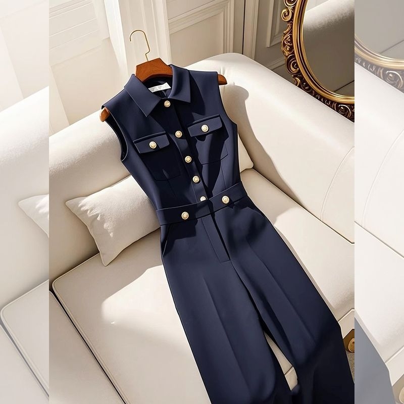 Koreai stílusú, lusta fazonú, egyedi és szuper csinos overál, elegáns és luxus, sötétkék overál nőknek tavasszal