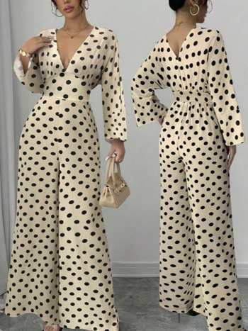 2025 Ευρώπη και Ηνωμένες Πολιτείες διασυνοριακός ανεξάρτητος σταθμός Amazon άνοιξη και καλοκαίρι εκρήξεις τυπωμένο V-neck λεπτό σέξι ολόσωμη φόρμα