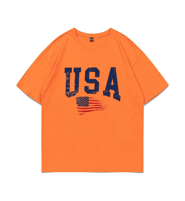 Amerikai betűkombinációjú nyomtatású, váll nélküli női póló, nyári divat, lezser, női felső, függetlenség napja