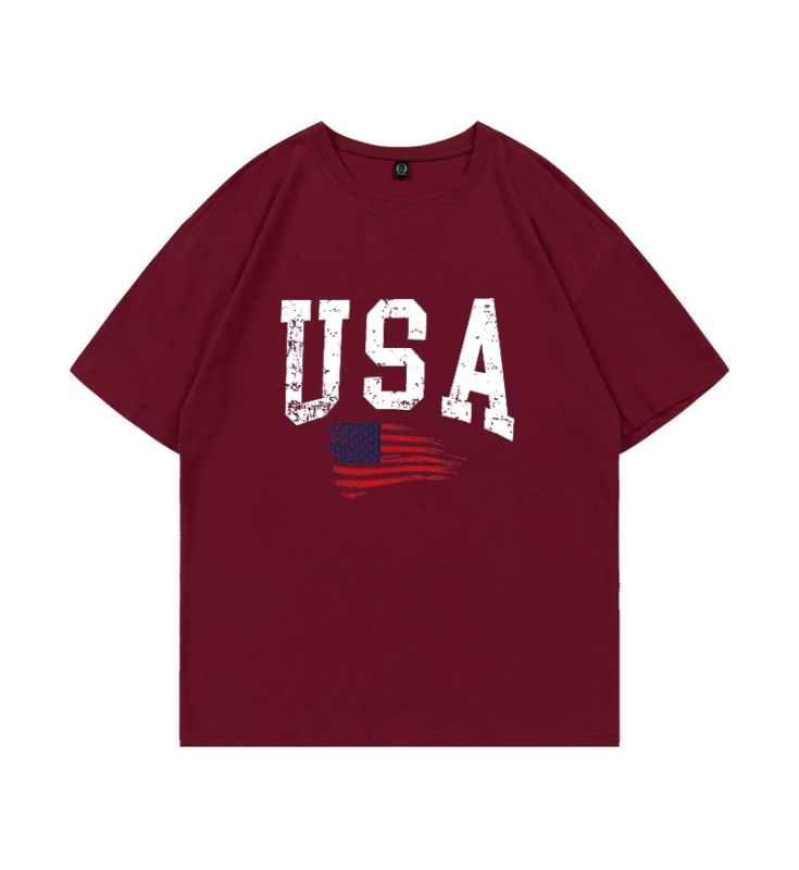 Amerikai betűkombinációjú nyomtatású, váll nélküli női póló, nyári divat, lezser, női felső, függetlenség napja