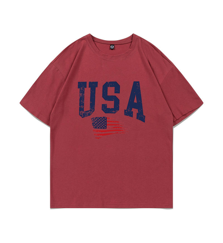 Amerikai betűkombinációjú nyomtatású, váll nélküli női póló, nyári divat, lezser, női felső, függetlenség napja