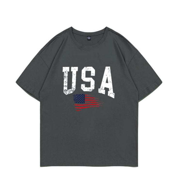 Amerikai betűkombinációjú nyomtatású, váll nélküli női póló, nyári divat, lezser, női felső, függetlenség napja