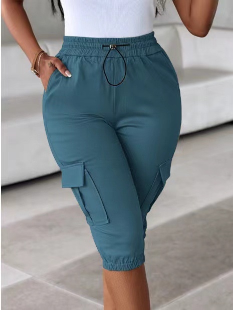 2025-ös nyári lezser divatos európai és amerikai népszerű női lezser nadrág, többzsebes, rövidített nadrág gyártó