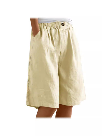 2024-es, határokon átnyúló Amazon pamut és lenvászon rövidnadrág, női nyári, új, laza, magas derekú, közepes hosszúságú nadrág.