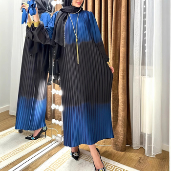 M2933 Határokon átnyúló Amazon Közel-Kelet Új Női Kontrasztos Színű Rakott Köntös Divat Laza Elegáns Ruha