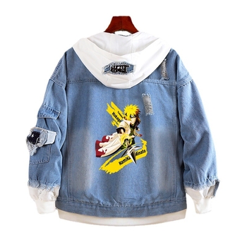 Дънков суитчър с аниме Наруто, Какаши Акацуки, тъкан Саске, периферно, модно дънково яке, дрехи