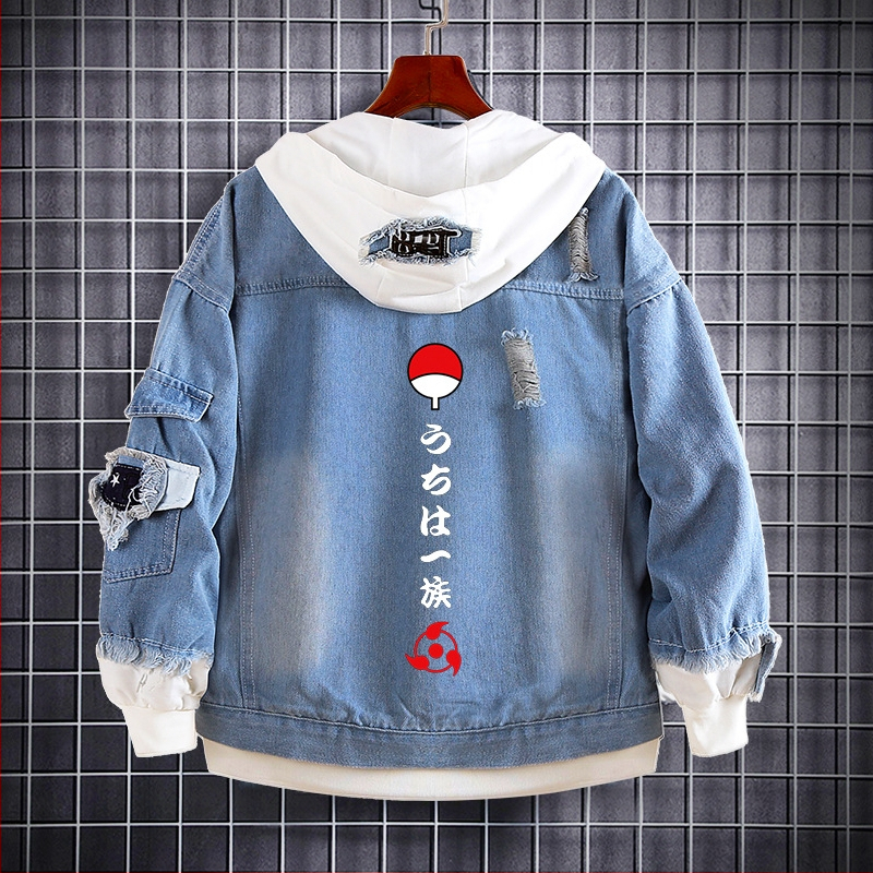 Džínsová mikina Naruto Anime Naruto Kakashi Akatsuki Tissue Sasuke Peripheral Trendyy Denim Jacket Clothes