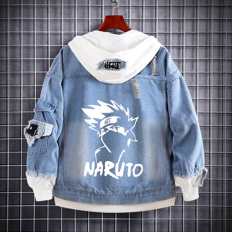 Naruto Anime farmer pulóver Naruto Kakashi Akatsuki szövet Sasuke Peripheral trendi farmerdzseki ruhák