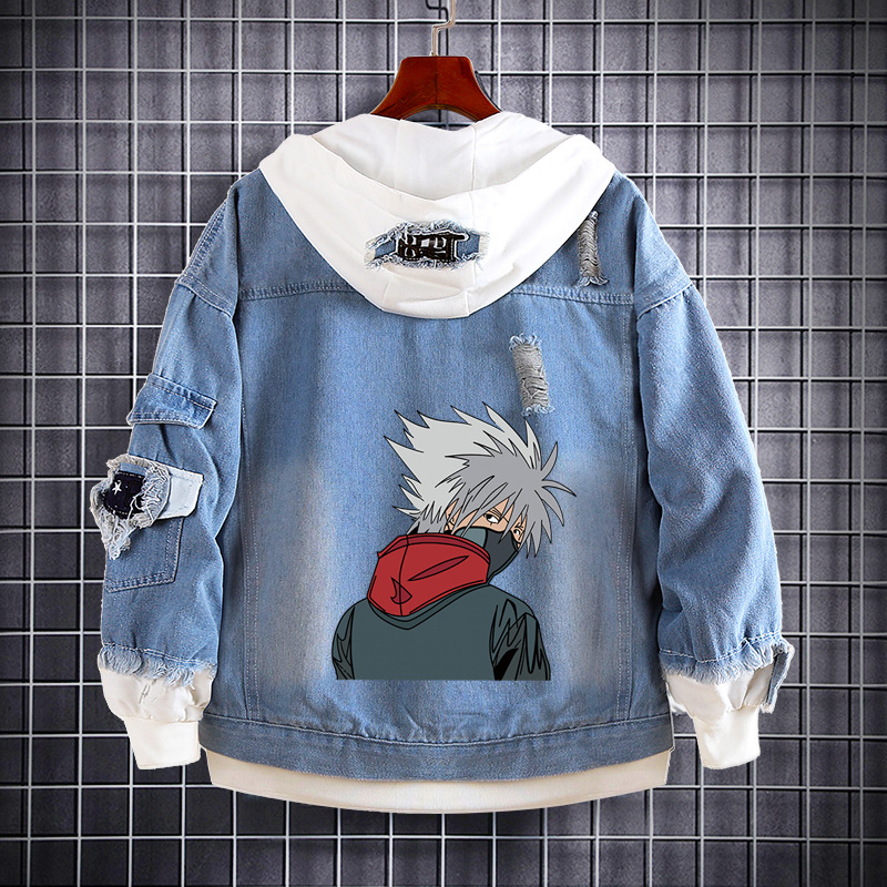 Naruto Anime farmer pulóver Naruto Kakashi Akatsuki szövet Sasuke Peripheral trendi farmerdzseki ruhák