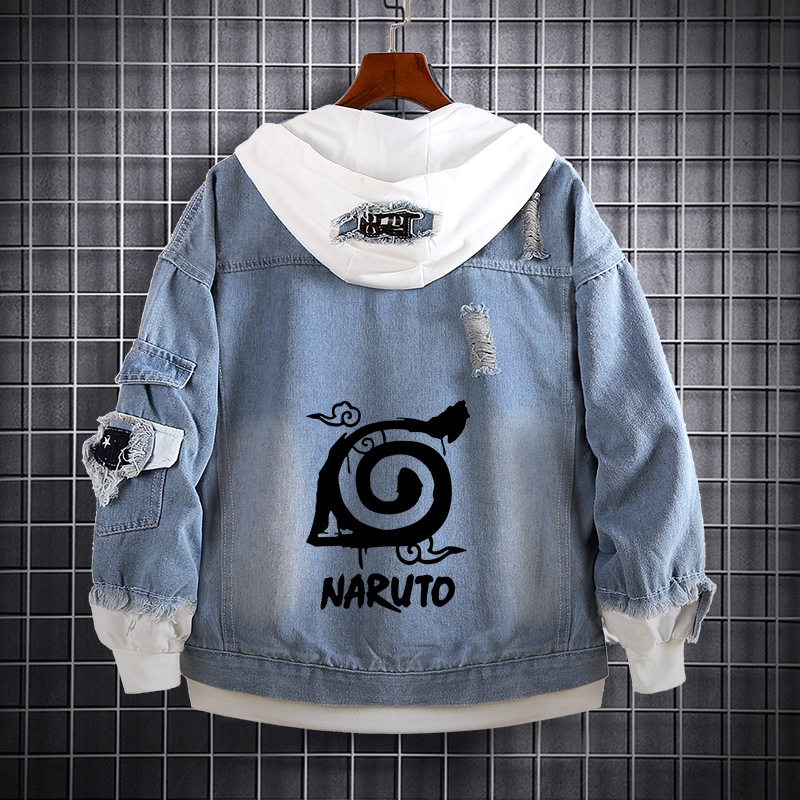 Naruto Anime farmer pulóver Naruto Kakashi Akatsuki szövet Sasuke Peripheral trendi farmerdzseki ruhák