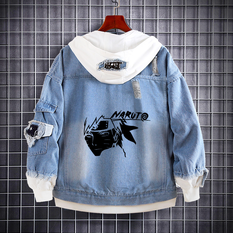 Naruto Anime farmer pulóver Naruto Kakashi Akatsuki szövet Sasuke Peripheral trendi farmerdzseki ruhák