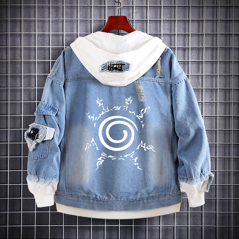 Naruto Anime farmer pulóver Naruto Kakashi Akatsuki szövet Sasuke Peripheral trendi farmerdzseki ruhák