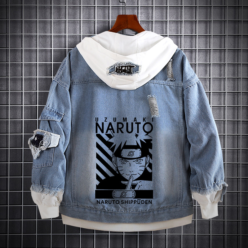 Naruto Anime farmer pulóver Naruto Kakashi Akatsuki szövet Sasuke Peripheral trendi farmerdzseki ruhák