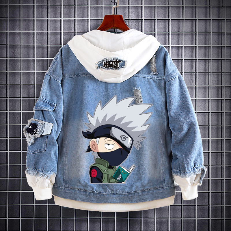 Naruto Anime farmer pulóver Naruto Kakashi Akatsuki szövet Sasuke Peripheral trendi farmerdzseki ruhák