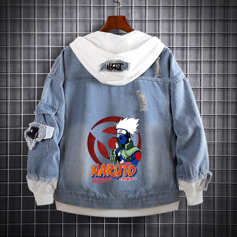 Naruto Anime farmer pulóver Naruto Kakashi Akatsuki szövet Sasuke Peripheral trendi farmerdzseki ruhák