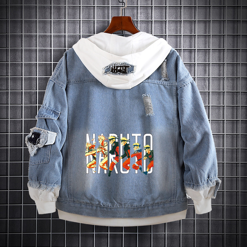 Naruto Anime farmer pulóver Naruto Kakashi Akatsuki szövet Sasuke Peripheral trendi farmerdzseki ruhák