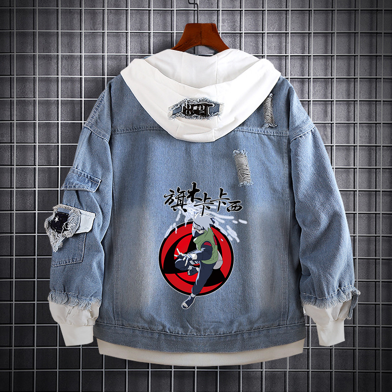 Naruto Anime farmer pulóver Naruto Kakashi Akatsuki szövet Sasuke Peripheral trendi farmerdzseki ruhák