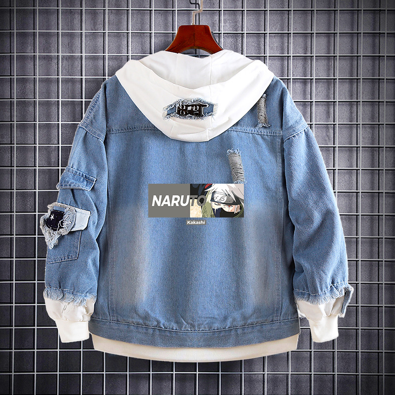 Naruto Anime farmer pulóver Naruto Kakashi Akatsuki szövet Sasuke Peripheral trendi farmerdzseki ruhák