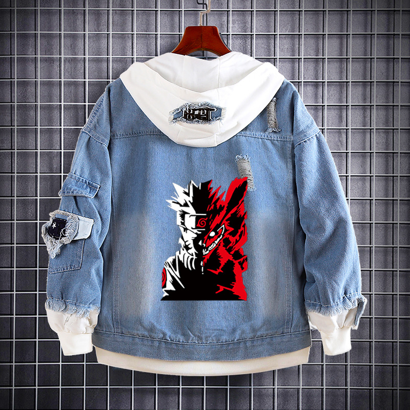 Naruto Anime farmer pulóver Naruto Kakashi Akatsuki szövet Sasuke Peripheral trendi farmerdzseki ruhák