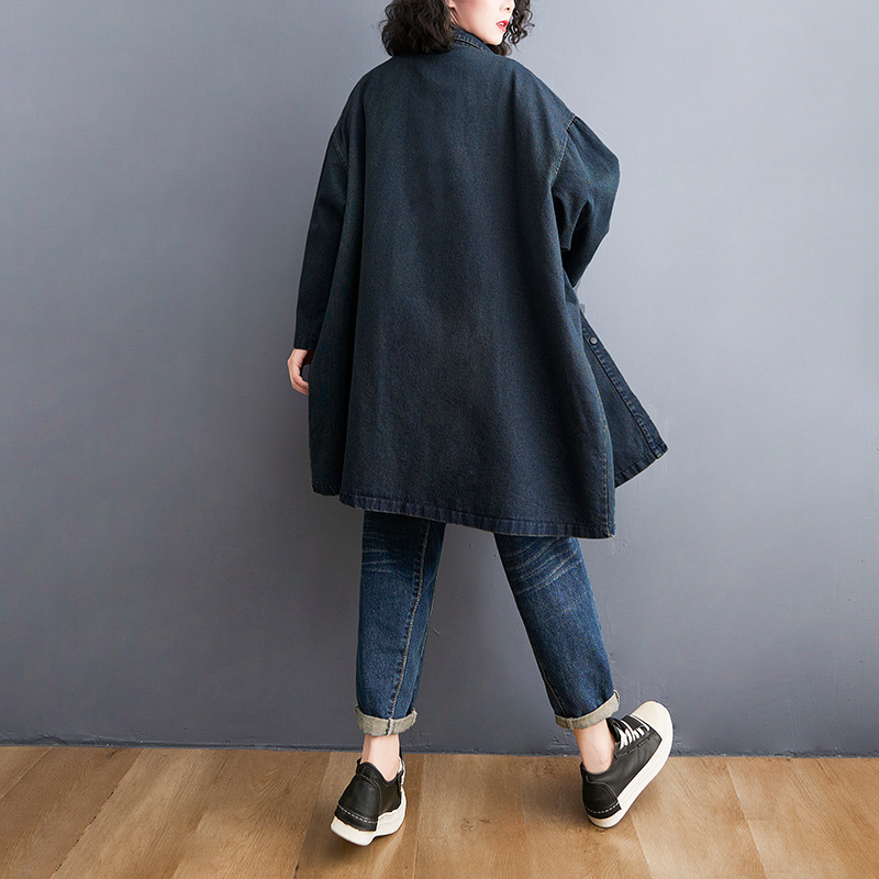 Fotografie reală în stoc, lejeră, asortată, retro, distressed, lungime medie, din denim, stil western la modă, slăbit, mărime mare